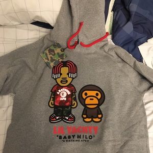 Bape X Lil Yachty hoodie Grey Size Large BRAND NEW